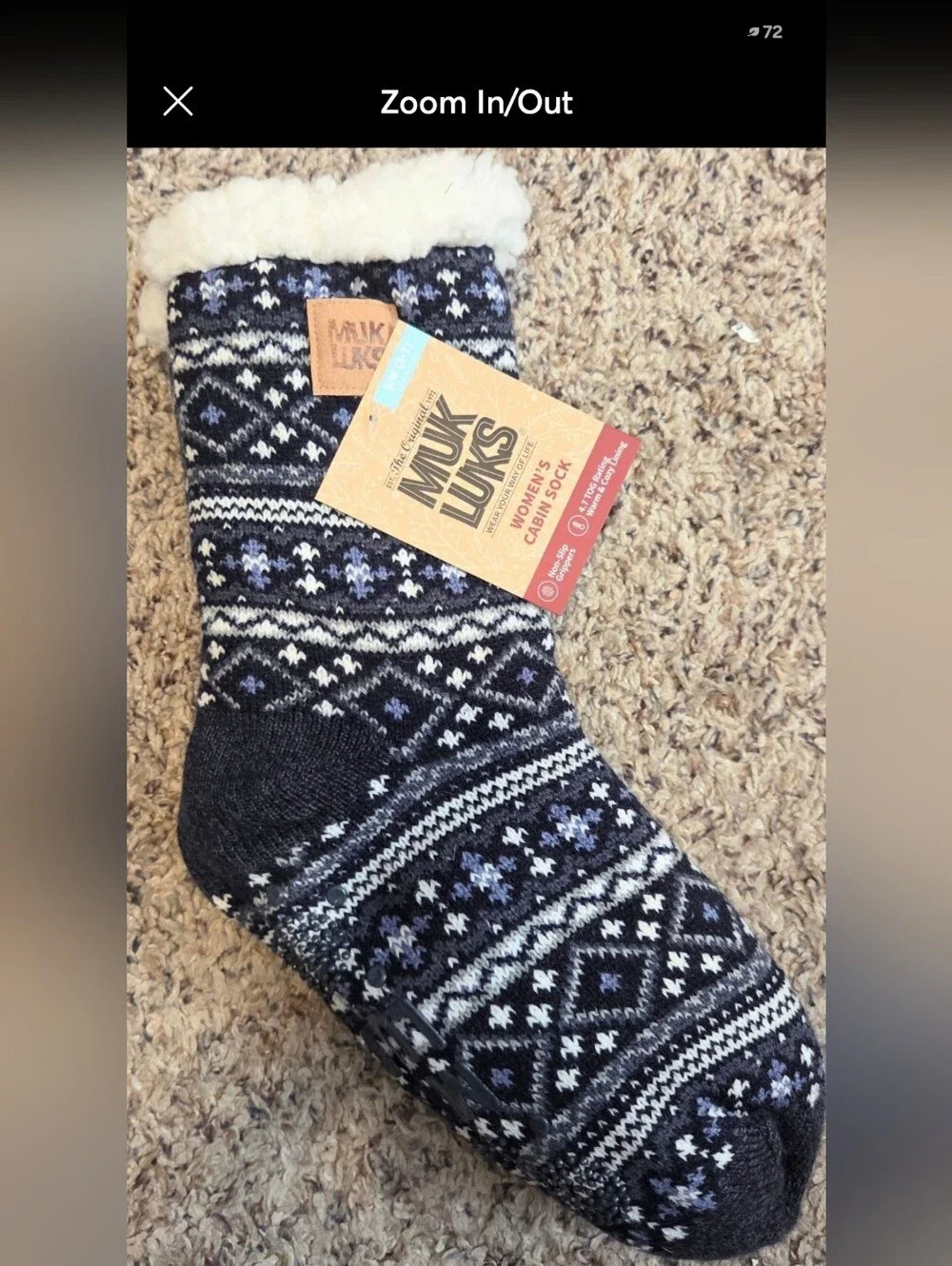 Muk Luks Cabin Socks NEW Women's Non Skid Slipper Fuzzy Lined NWT Sz S 5-7